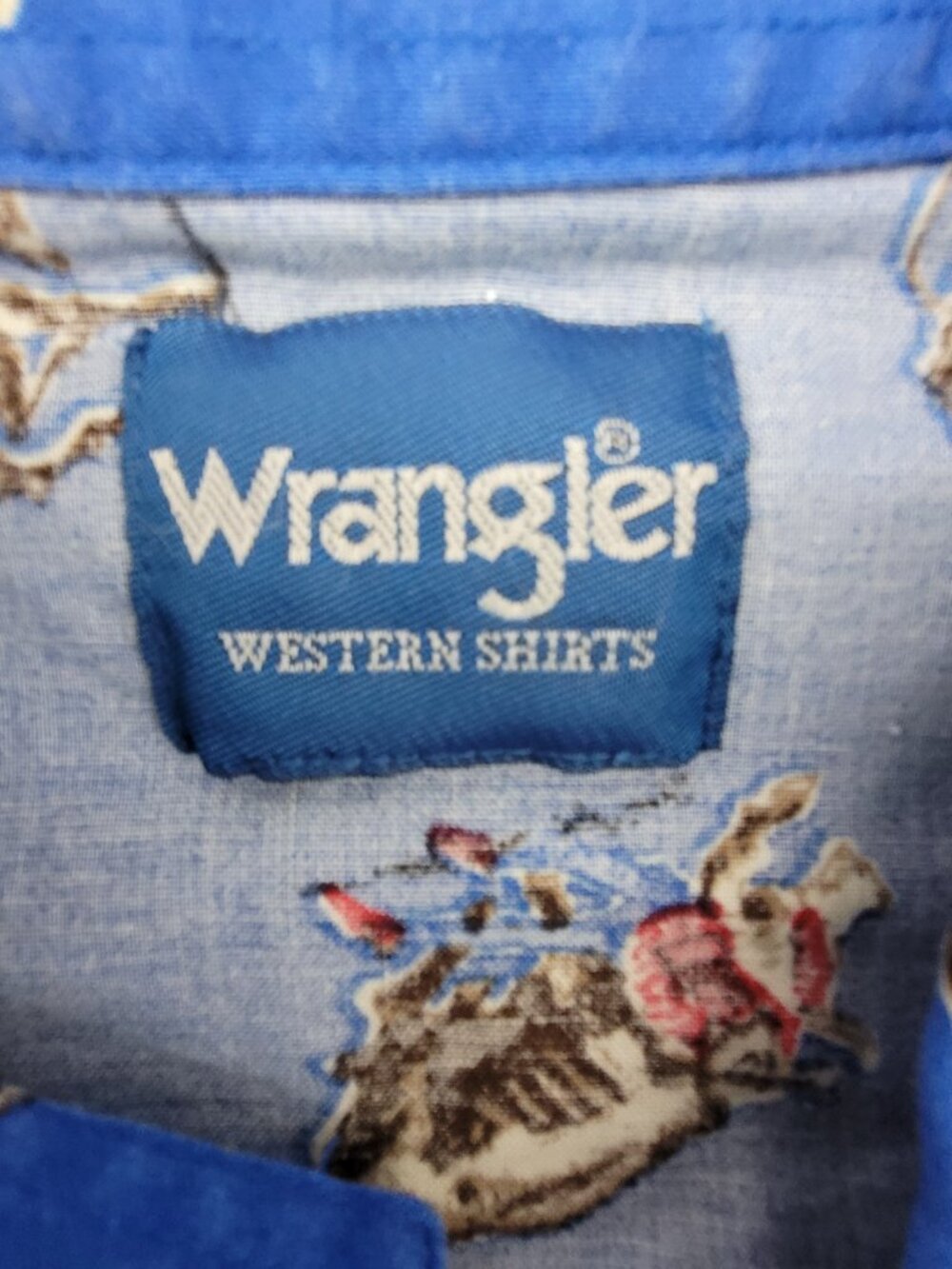 Vintage Wrangler Western Shirt Boys XL Blue Pearl Snap Cowboy Horse Roping Youth - Picture 4 of 16